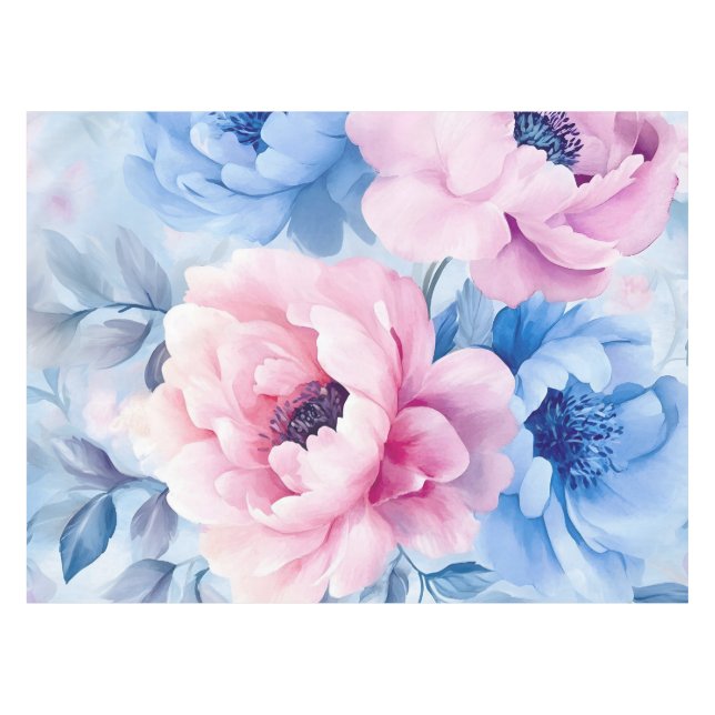 Nappe Aquarelle vintage de fleurs Pastel Pétales (Devant (Horizontal))