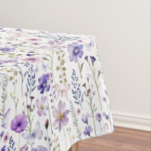 Nappe Aquarelle violet Fleur sauvage et papillons Motif