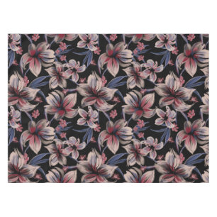 Nappe Aquarelles Crimson Floral sur noir