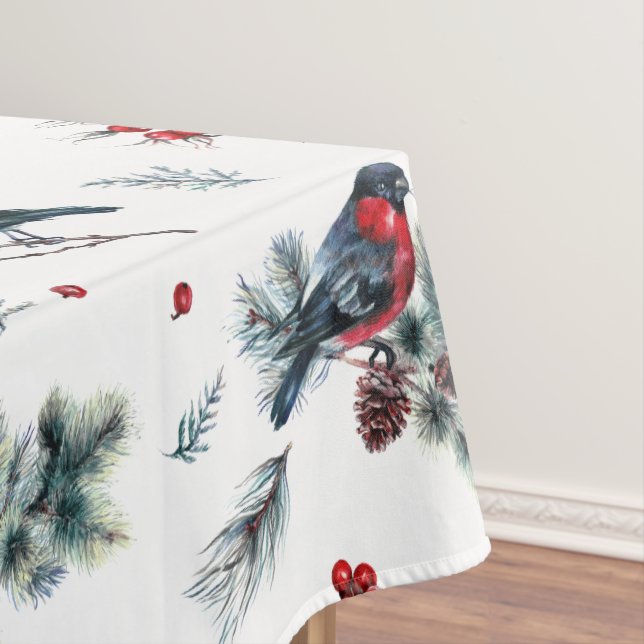 Nappe Aquarelles Noël saint et motif bullfinch (In Situ)