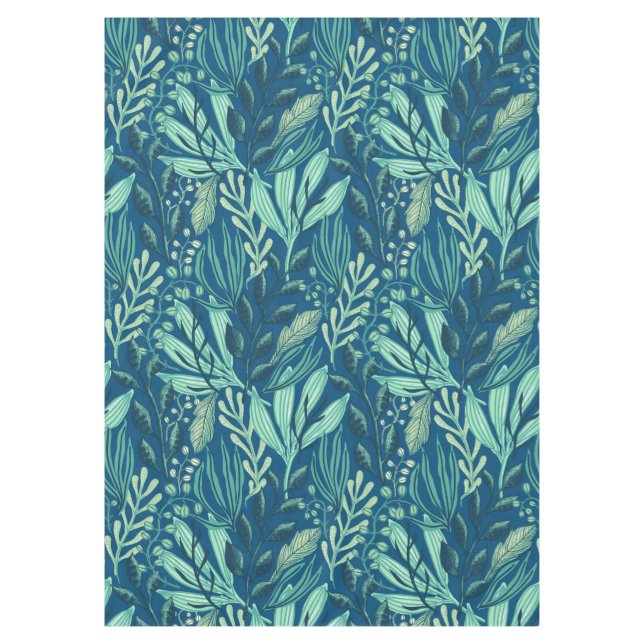 Nappe Aquatiques Contemporains Feuillage Bleu Vert (Devant)