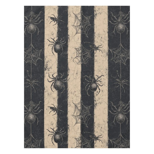 Nappe Araignée gothique et Motif d'Halloween rayé sur le (Devant)