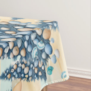 Nappe Arbres de Noël Coquillages Plage 