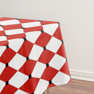 Nappe Arlequin blanc et rouge point noir
