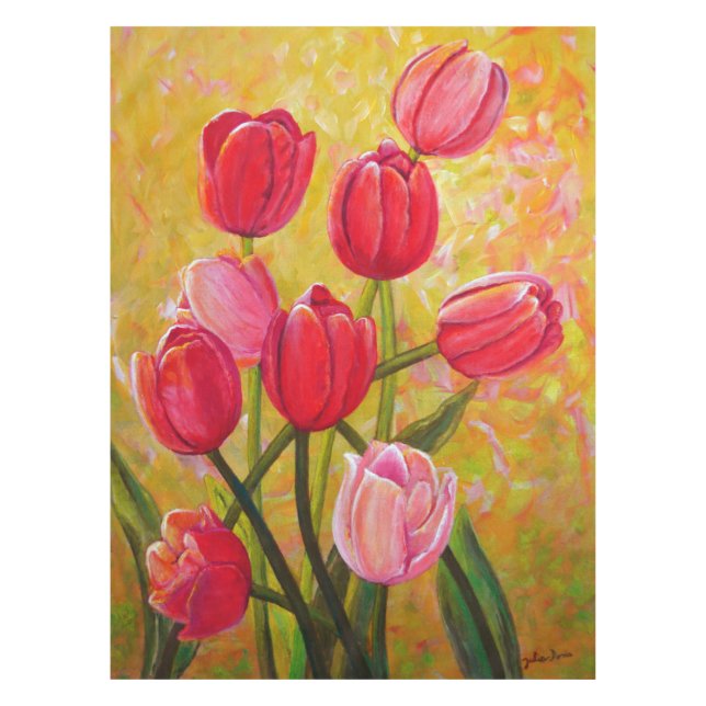 Nappe Arrangement en tulipe rose et rouge (Devant)