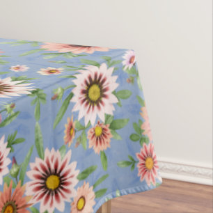 Nappe Art botanique floral rose et bleu marguerite