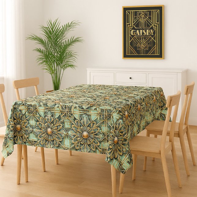 Nappe Art Déco des années 1920 Orné Vert Or (Créateur téléchargé)
