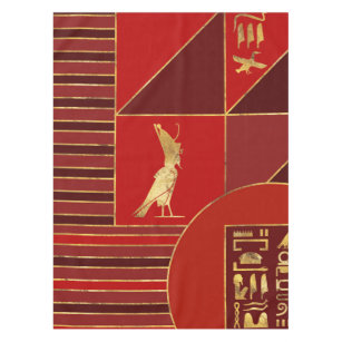 Nappe Art déco géométrique égyptien rouge et or