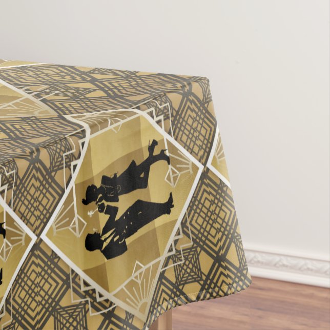 Nappe Art Déco Great Gatsby Black Gold Flapper Couple (In Situ)
