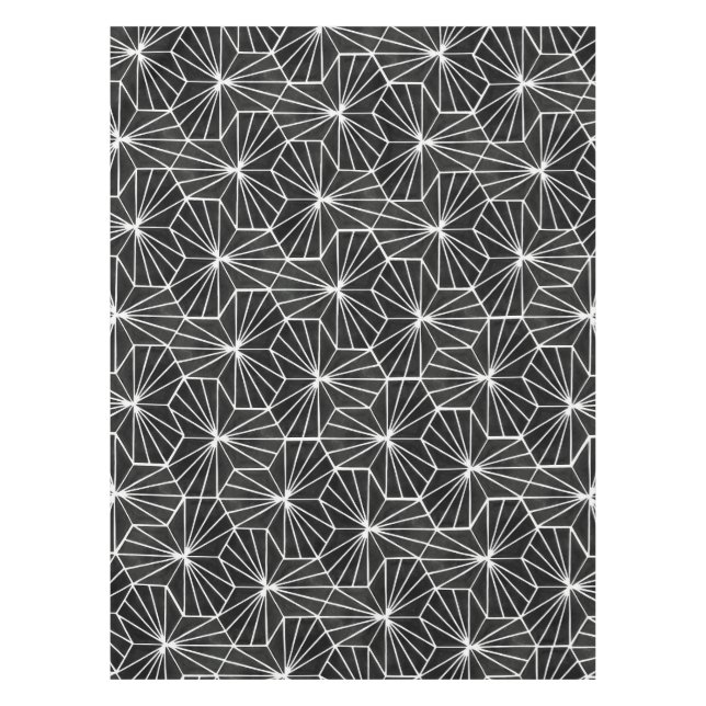 Nappe Art Déco moderne Motif géométrique noir blanc (Devant)