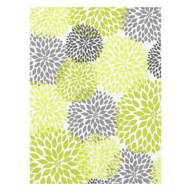 Nappe Art floral de dahlia gris vert Chartreuse (Devant)
