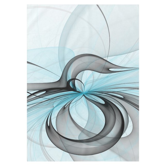 Nappe Art fractal moderne gris anthracite abstrait bleu (Devant)