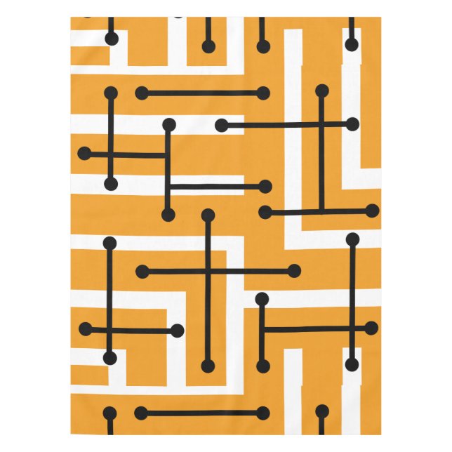 Nappe Art géométrique rétro Maze Orange (Devant)