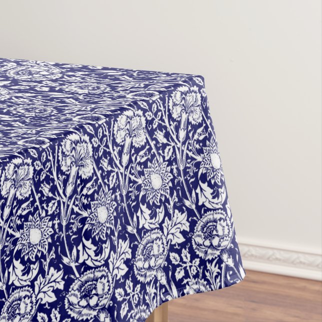 Nappe Art Nouveau Carnation Damas, bleu marine et blanc (In Situ)