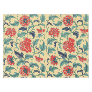 Nappe Art Nouveau vintage chinoisérie florale rouge chin