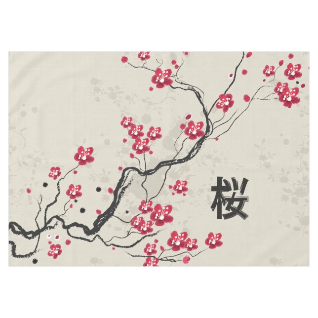 Nappe Art oriental de fleurs de cerisier de Sakura de (Devant (Horizontal))