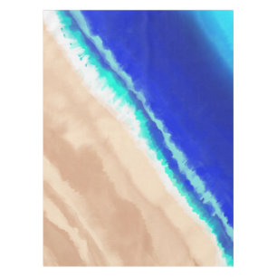 Nappe Artsy Blue moderne Turquoise Sandy Beach Aquarelle