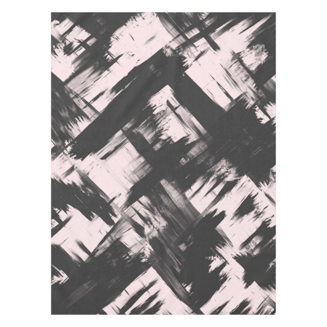 Nappe Artsy moderne Blush rose noir Abstrait brosse (Devant)