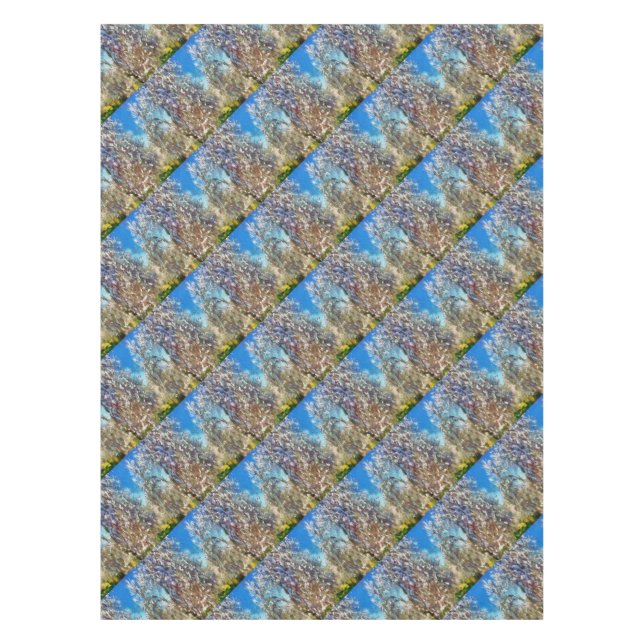 Nappe Artwork de Pointillisme d'amandiers en fleurs prin (Devant)