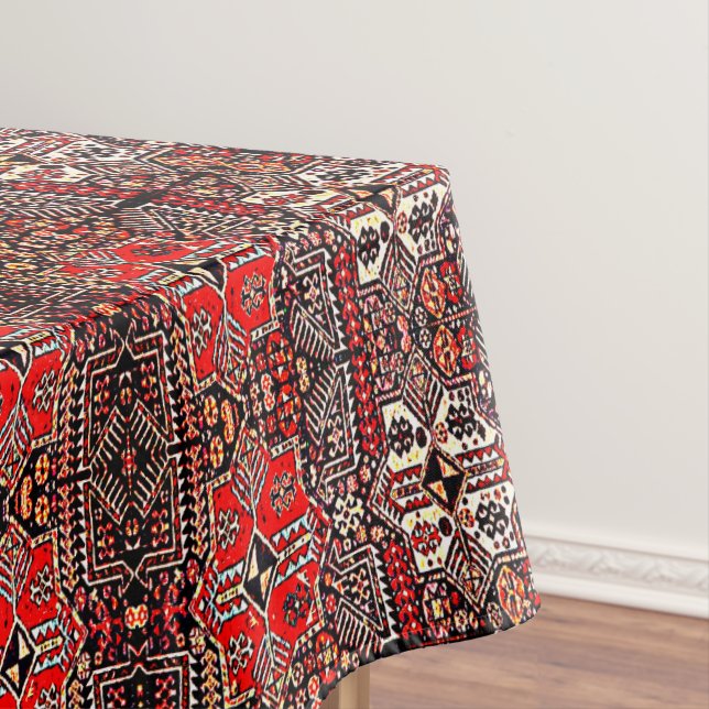 Nappe Aspect tapis oriental - rouge blanc noir  (In Situ)