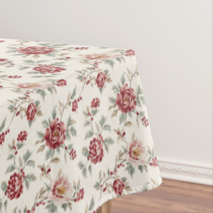Nappe Assez Chic Rouge Crème Florale Mariage