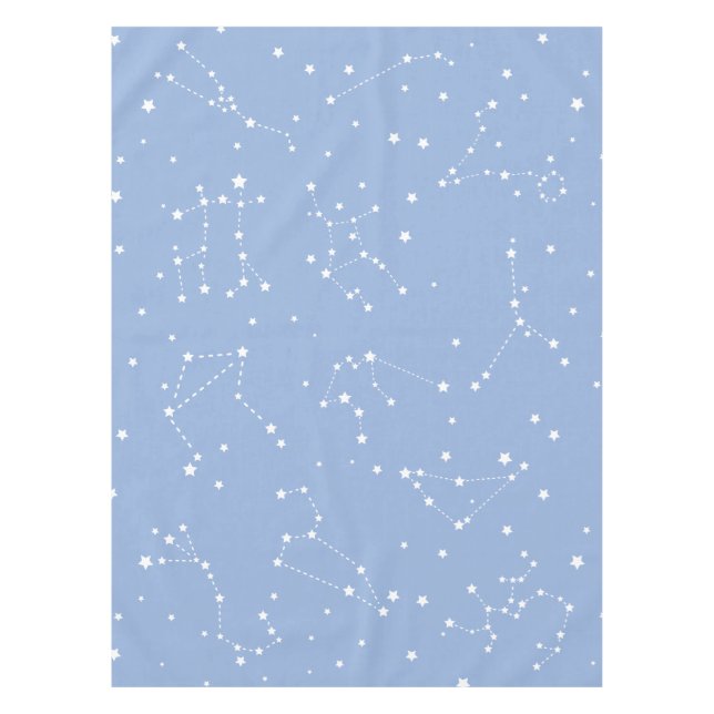 Nappe Astrologie Pastel Bleu Étoiles Constellation  (Devant)