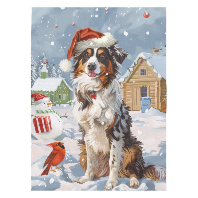 Nappe Australian Shepherd Winter Wonderland Noël (Devant)