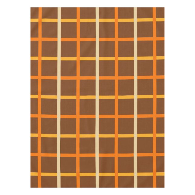 Nappe Automne Plaid Motif en Orange Vert et Brown (Devant)