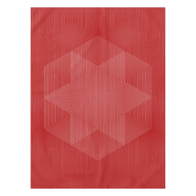 Nappe aux lignes géométriques rouges et blanches (Devant)