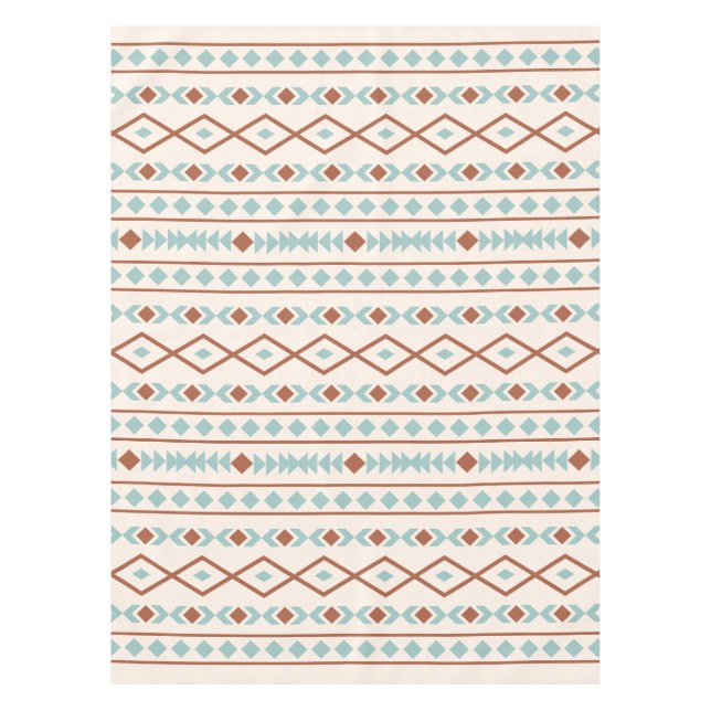 Nappe Aztec Formes Motif rouille crème Turquoise (Devant)