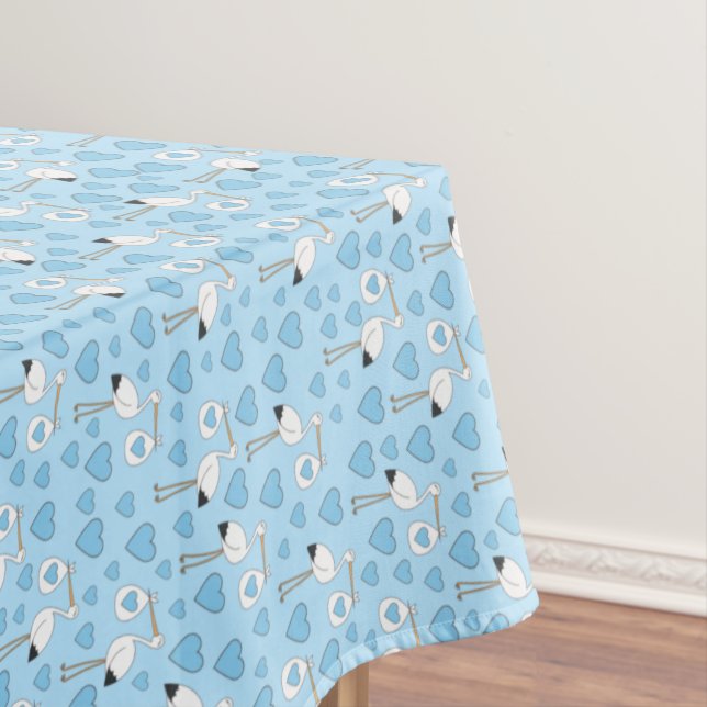 Nappe Baby shower cigogne bleu garçon (In Situ)