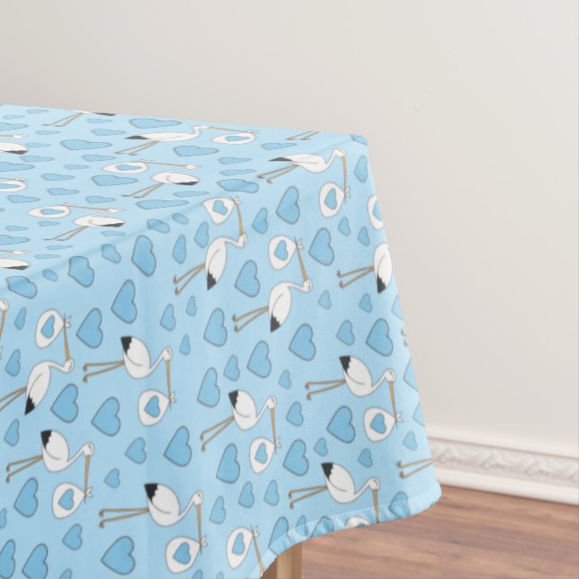 Nappe Baby shower cigogne bleu garçon (In Situ)