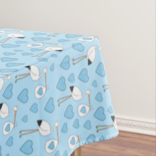 Nappe Baby shower cigogne bleu garçon
