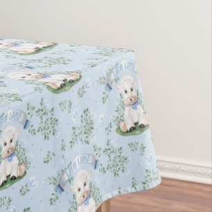 Nappe Baby shower floral bleu d'agneau