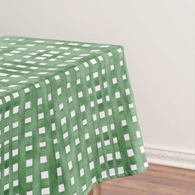 Nappe Baby Shower Gingham Aquarelle Verte (In Situ)