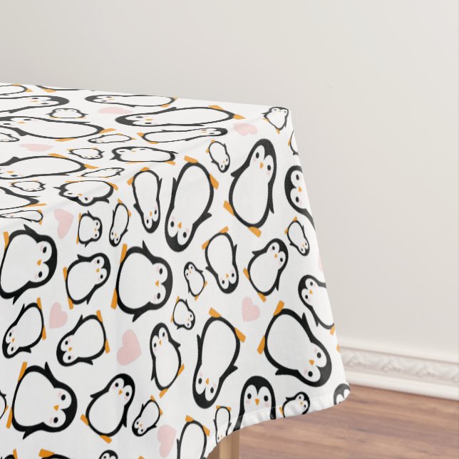 Nappe Baby shower Pingouin mignon fille rose (In Situ)