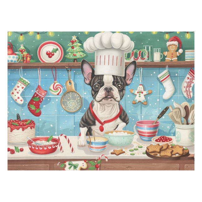 Nappe Baking pour les vacances de Boston Terrier : Noël  (Devant (Horizontal))
