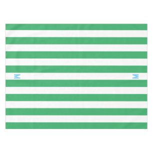 Nappe Bande de cabane verte et monogramme bleu personnal