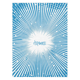 Nappe Bande dessinée Pop Art Explosion - Bleu et Blanc