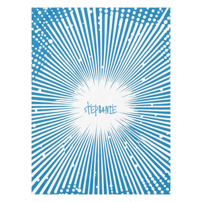 Nappe Bande dessinée Pop Art Explosion - Bleu et Blanc (Devant)