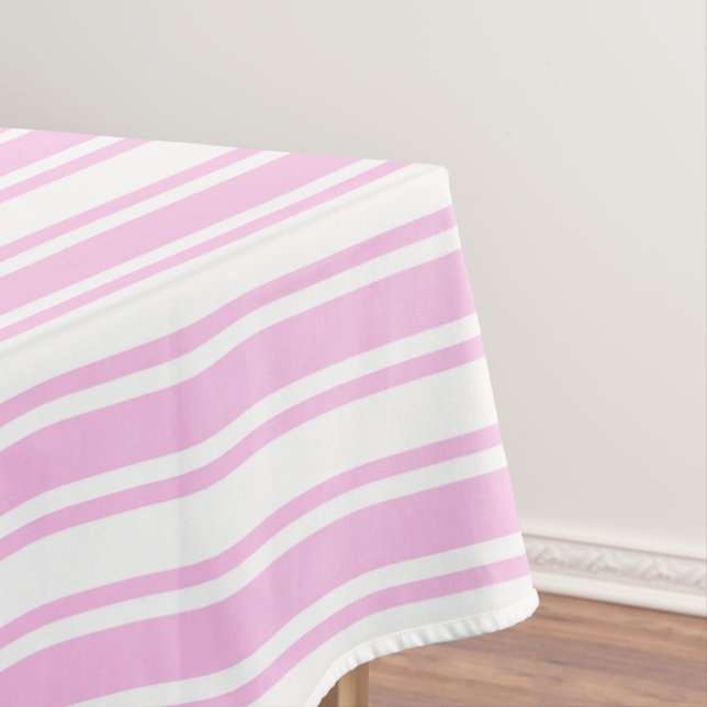 Nappe Bandes de bonbons rose clair et blanc (In Situ)