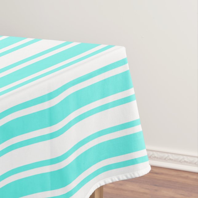 Nappe Bandes de bonbons turquoise et blanche (In Situ)