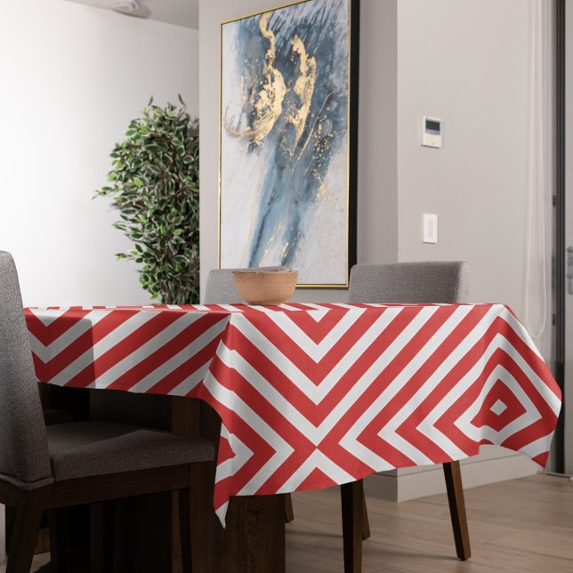 Nappe Bandes diagonales blanches rouges (table cloth)