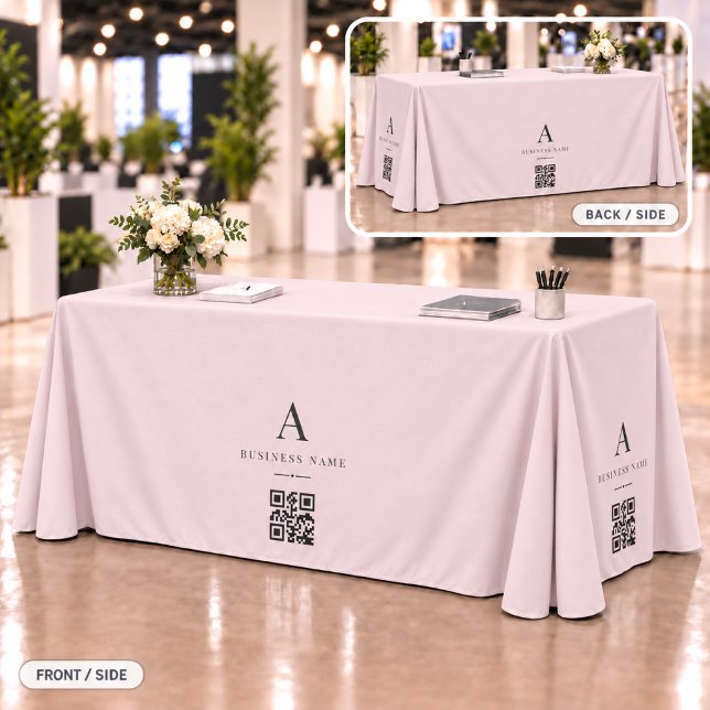 Nappe Bannière de table QR code pour entreprise rose (Créateur téléchargé)