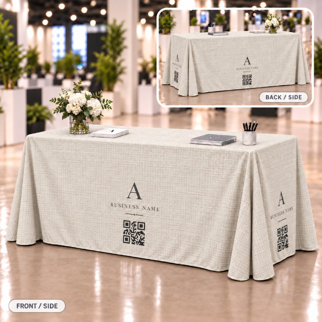 Nappe Bannière de table QR Code pour l'entreprise de lin (Créateur téléchargé)