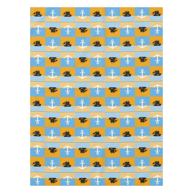 Nappe Bateau à voile et motif d'ancre (Devant)