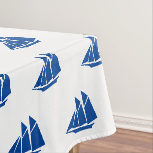 Nappe Bateaux bleu marine motif été moderne