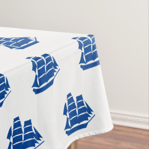 Nappe Bateaux bleu marine motif moderne côtier