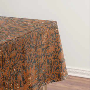 Nappe Batik Orange et Noir complexe