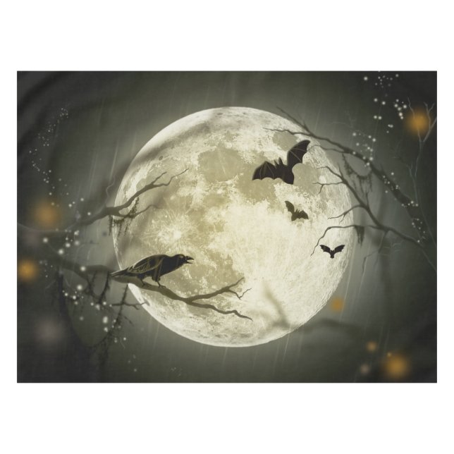 Nappe Bats fly Crow se trouve devant la Pleine lune d'Ha (Devant (Horizontal))